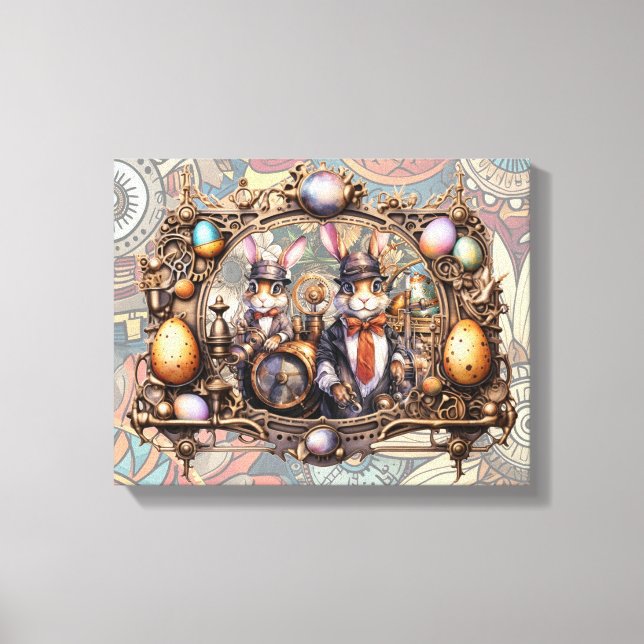 Lienzo Conejos de Pascua de Steampunk (Anverso)