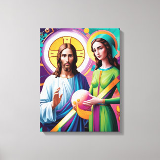 Lienzo Conexión divina: Jesús y la mujer marciana