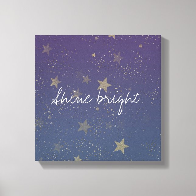 Lienzo Confetti de las Estrellas de Oro Morado (Anverso)