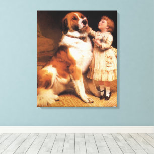 Lienzo Confianza de Charles Burton Barber, Perro San Bern