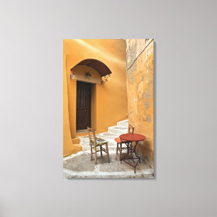 Lienzo Configuración de mesa en la acera, Chania, Creta,