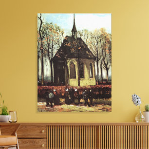 Lienzo Congregación en la Iglesia, Nuenen por Vincent van