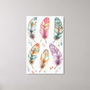 Lienzo Conjunto de Clipart de Plumas Bohemias Etéreas