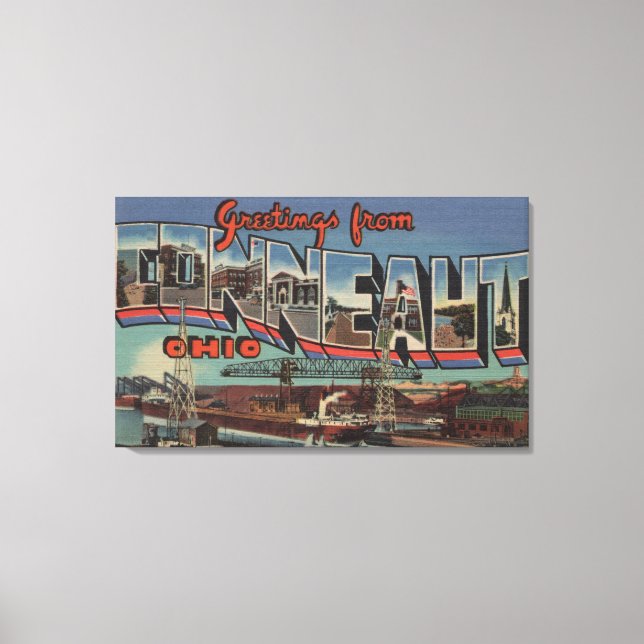 Lienzo Conneaut, Ohio - Escenas de letras grandes (Anverso)