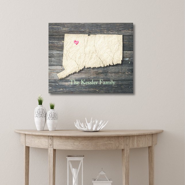 Lienzo Connecticut State Outline Canvas Print (Personalized Connecticut Wall Art makes a beautiful piece in the foyer!)