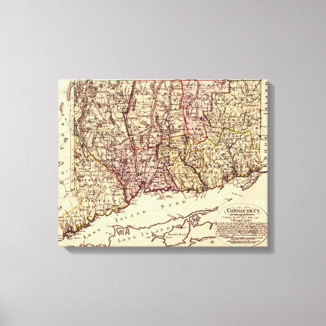 Lienzo ConnecticutMapa panorámicoConnecticut 2 (Anverso)