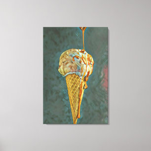 Lienzo Cono de helado de chocolate fundido