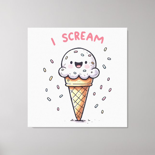 Lienzo Cono de helado I Scream con grageas (Anverso)