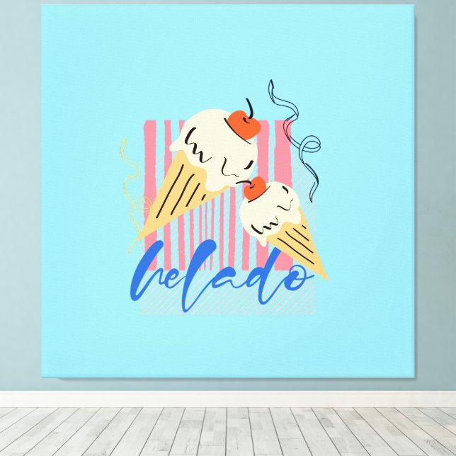 Lienzo Conos de helado italianos retro (Insitu (piso de madera))