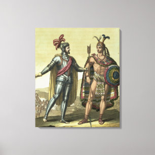 Lienzo Conquistador con un jefe del nativo americano