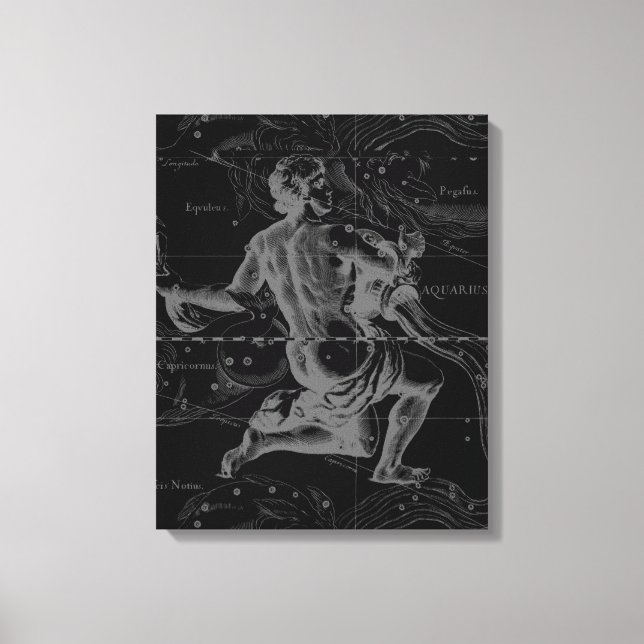 Lienzo Constelación de Aquarius Zodiac Hevelius 1690 (Anverso)