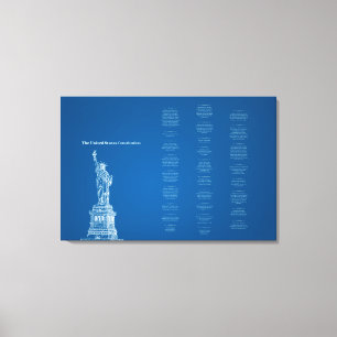 Lienzo Constitución de los Estados Unidos Azul y Estatua 