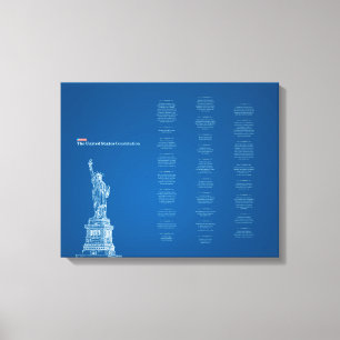 Lienzo Constitución de los Estados Unidos Azul y Estatua 