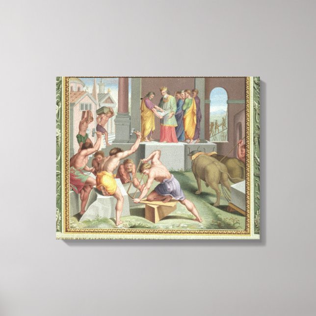 Lienzo Construyendo el templo de Salomón, ilustracion de (Anverso)