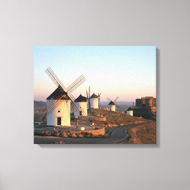 Lienzo Consuegra, La Mancha, España, molinos de viento (Anverso)