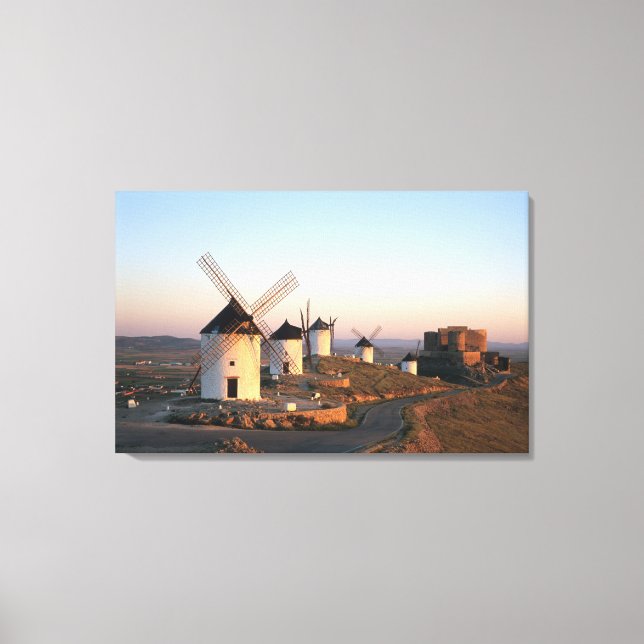 Lienzo Consuegra, La Mancha, España, molinos de viento (Anverso)