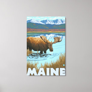 Lienzo Consumo de MaineMoose en el lago