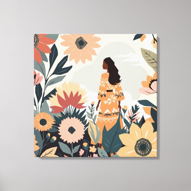 Lienzo Contemplación de jardines (Anverso)