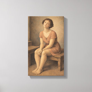 Lienzo Contemplative girl on wooden bench