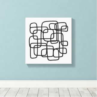Lienzo Contemporary Abstract Line Art Black And White 