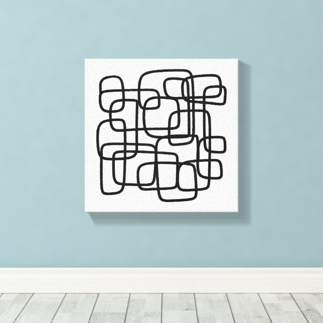 Lienzo Contemporary Abstract Line Art Black And White  (Insitu (piso de madera))
