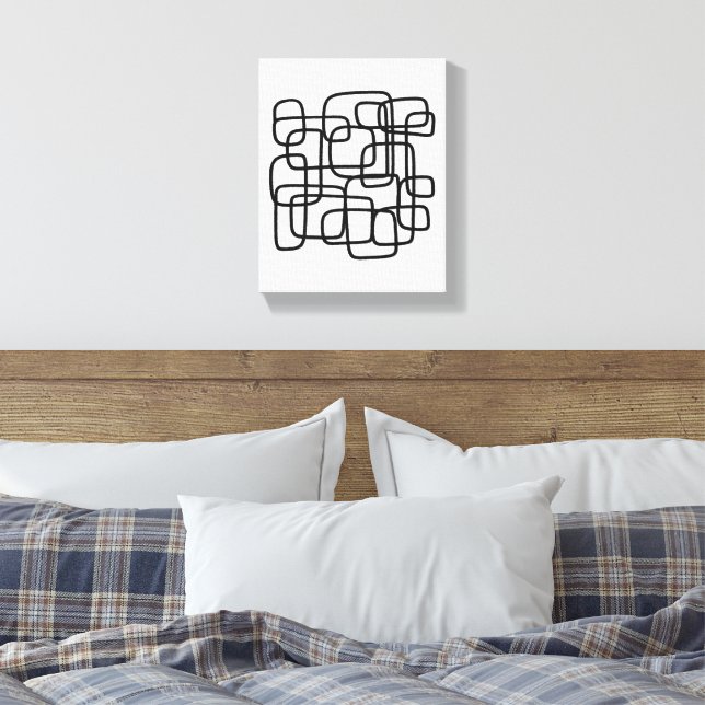 Lienzo Contemporary Abstract Line Art Black And White  (Insitu(Dormitorio))