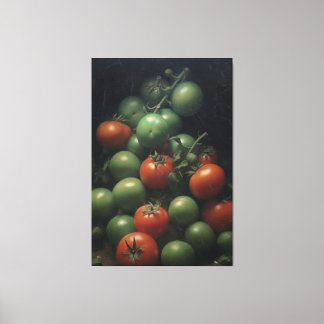Lienzo Contraste colorido: pintura de tomate verde y rojo