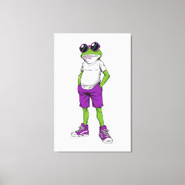 Lienzo Cool Frog Canvas – Funny Glasses Frog Kids WallArt