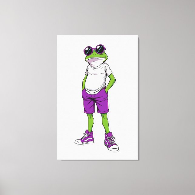 Lienzo Cool Frog Canvas – Funny Glasses Frog Kids WallArt (Anverso)