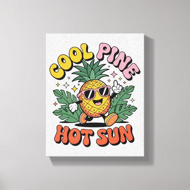 Lienzo Cool Pine Hot Sun Retro Pineapple Summer Vibes (Anverso)