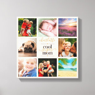 Lienzo Cool Super Mamá 8 Foto Rosa Personalizado