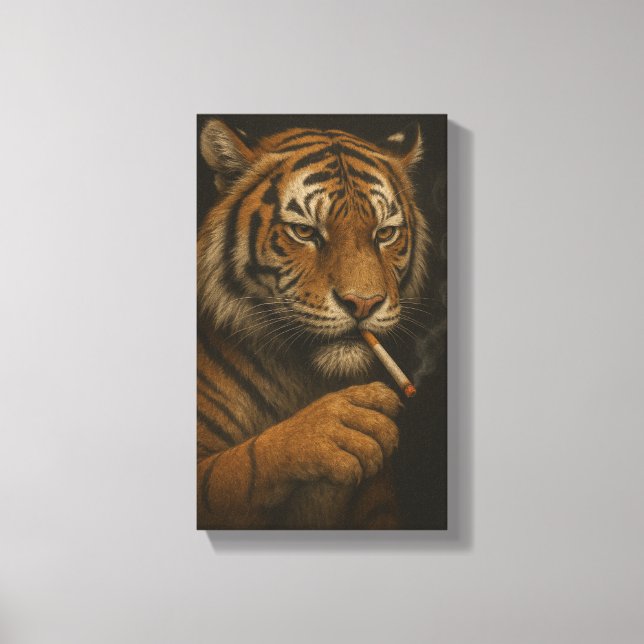 Lienzo Cool Tiger with a Cigarette (Anverso)