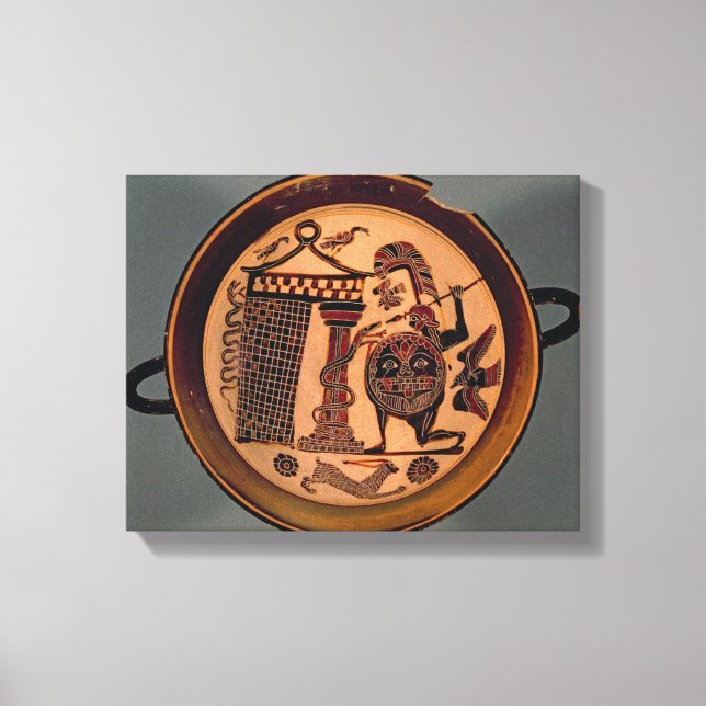 Lienzo Copa de figuras negras de Laconiano que representa (Anverso)