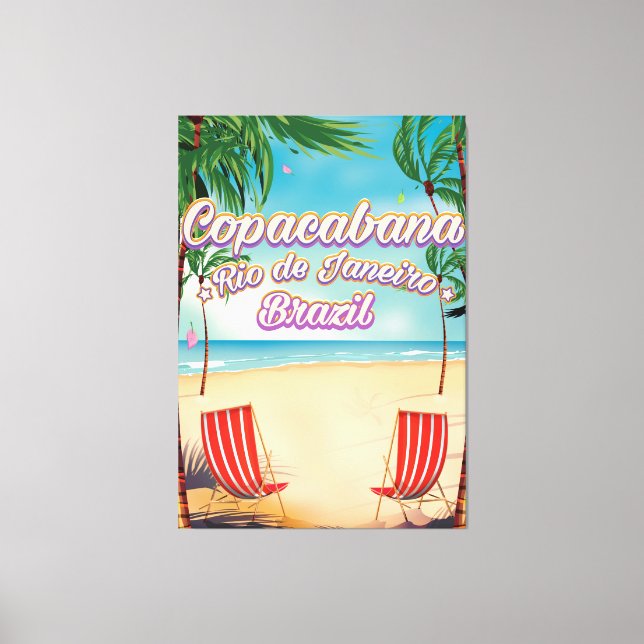 Lienzo Copacabana, poster de playa de viajes de Río de Ja (Anverso)