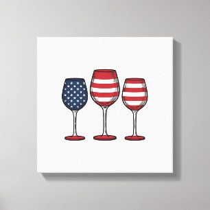 Lienzo Copas de vino patrióticas diseño de camiseta vecto