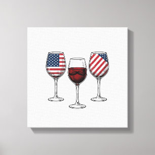 Lienzo Copas de vino patrióticas diseño de camiseta vecto