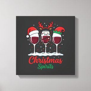 Lienzo Copas de vino tinto Espíritus de Navidad