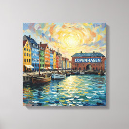 Lienzo Copenhagen Nyhavn Harbor Glow Canvas Art