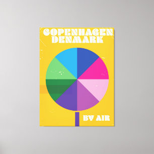 Lienzo Copenhague, poster de viajes vintage de Dinamarca