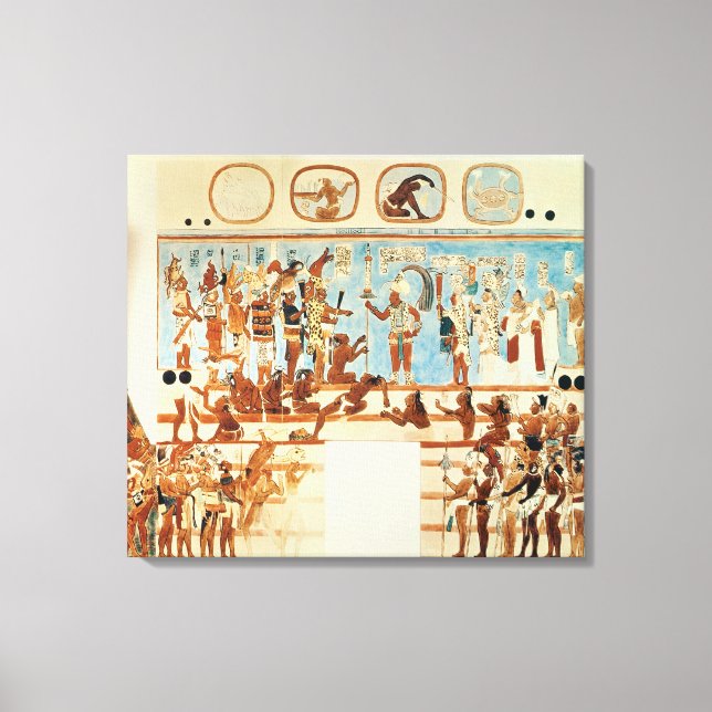 Lienzo Copia de una pintura de la pared de Bonampak (Anverso)