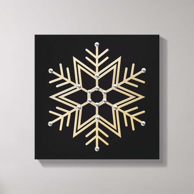 Lienzo Copo de nieve plateado y dorado (Anverso)