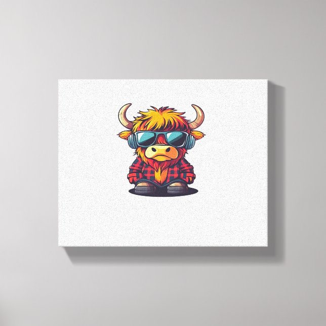 Lienzo Coquette Highland Cow Bubblegum Tshirt Design, Hol (Anverso)