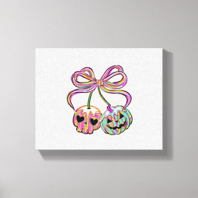 Lienzo Coquette Pumpkin Cherries Halloween (Anverso)