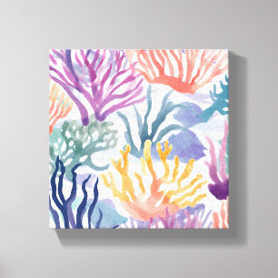 Lienzo Coral Colorido   Pintura en Acuarela de Coral Oceá