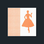 Lienzo Coral Modern Houndstoth con Silhouette de moda<br><div class="desc">Patrón Houndstoth de mediados del siglo XX en la paleta de colores "Modern Moods" de Emporio Moffa que recuerda a los colores de cocina,  moda y decoración casera de los años 50.</div>