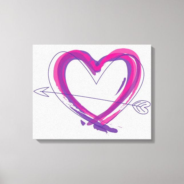 Lienzo Corazón abstracto en morado y rosa (Anverso)