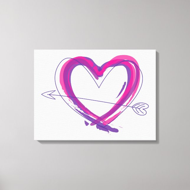 Lienzo Corazón abstracto en morado y rosa (Anverso)