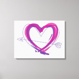 Lienzo Corazón abstracto en morado y rosa