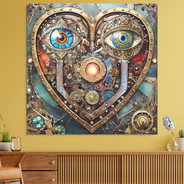 Lienzo Corazón caprichoso steampunk Te veo te amo (Insitu (Sala de estar))