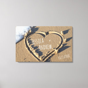 Lienzo Corazón con Nombres Personalizados en Arena de Pla